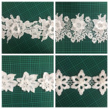 Good Quality Garment Accessories Milk Yarm Embroidery 3D Flower Lace Trimming