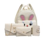 Women's Cute Rabbit Printing Backpack+Crossbody Bags+Handbag+Card Holder