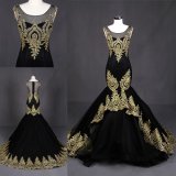 Custom Make Gold Lace Appliqued Mermaid Gown Wholesale Evening Dresses
