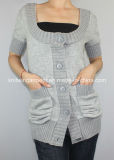 Women Knitted Round Neck Cardigan with Buttons (12AW-284)