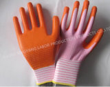 Zebra-Stripe Natrile Coated Labor Protective Safety Work Gloves (N6028)