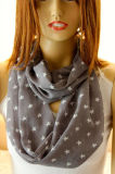 Withe Gray Star Infinity Scarf Shawls