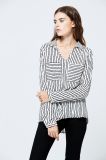 2017 Wholesale Clothing Latest Design Casual Stripe Chiffon Long Sleeve Blouse Women