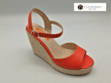 Women Orange Ankel Strape Cute Wedge Sandals Espadrillesfor Lady