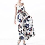 Fashion Women Leisure Casual Flower Chiffon Printed Slip Dress