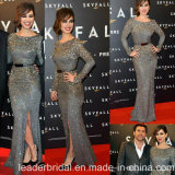 Elie Saab Formal Prom Party Gowns Long Sleeve Stones Gray Celebrity Evening Dresses Es12