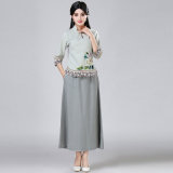 Linen Split Straight Long Skirt with Pocket