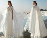 Sleeveless Beach Bridal Gowns Lace Chiffon Shawl Custom Wedding Dress A125