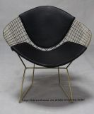 Steel Dining Kd Black Back PU Cushion Wire Diamond Chair