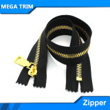 5# Non-Lock Gold Teeth Metal Zipper with Gold Zipper Slider
