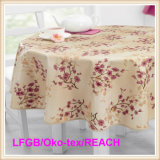 Plastic PEVA Printed Tablecloth with Flannel Backing (TJ0281)