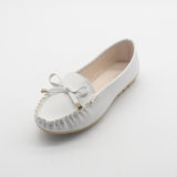 White Soft Lightweight PU Ladies Ballerina Shoes with Bowknot