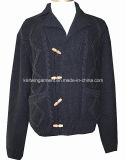 Men Knitted Shawl Neck Casual Sweater with Buttons (10-0486)