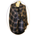 Ladies Soft Touch Woven Check Square Blanket Scarf/ Shawl