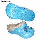 Blue Kids Winter Clogs Shoes with Insoel Linning Fur