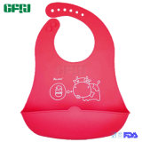 Red Cow Easy Washing Wipe-off Packagable Baby Wear Silicone Bib with Catcher