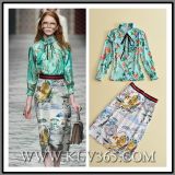 Wholesale High Quality Autumn Newest Fashion Women Floral Print Two-Piece Skirt Suit