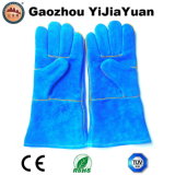 Blue Cowhide Split Leather Industrial Hand Safety Welding Work Gloves