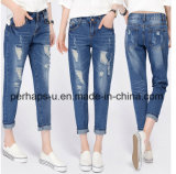 2016 Female Loose & Straight Cotton Hole Jeans