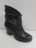 Lady Leather Simple Casual Round Head Short Boots