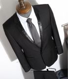 Pure Color Black Sample Design Groom Wedding Suit, Evening Suit, Business and Men Party Suit