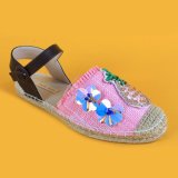 Buckle Strap Canvas Pink Closed Toe Sequin Espadrille Sandals