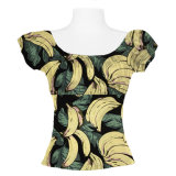 Latest Design Banana Fruit Printed Woman Short Tops Sexy Hawaiian Shirts