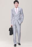Mens Top-Quality Silver-Colored Formal Fashion Wrinkle-Free 2button Business Suits