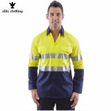 Custom Construction Cotton Drill High Visibility Reflective Safety Shirts