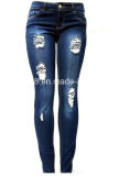 Plus Size Blue Denim Jeans Destroy Skinny Ripped Distressed Pants