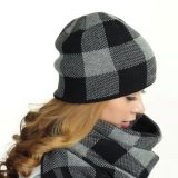 Winter Knitted Earflaps Beanie Hats with Scarf