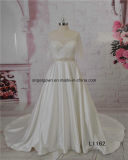 L1162 Short Sleeves Satin Vintage Lace A-Line Wedding Bridal Gowns