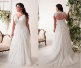 Wholesale Price Lace Straps Chiffon Sleeveless Plus Size Wedding Dress
