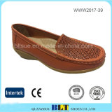 Breathable Decorative Pattern Leather Upper Women Shoe