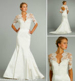 Beach Garden Country Lace Bridal Formal Gown 1/2 Sleeves Wedding Dress W1471947