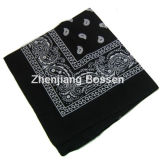 Customized Logo Printing Cotton Square Bandana Big Kerchief Black Paisley Head Wrap