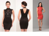 Plus Size S-XXL Mesh Patchwork Bodycon Dress Sexy Clubwear Black Sequin Vintage Party Dresses Printed Bandage Dress