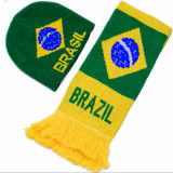Wholesale Cheap Jacquard Brazil Brasil Badge Logo Football Soccer Scarf