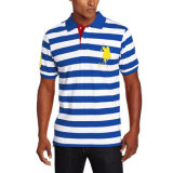 Men's Cotton Medium-Stripe Pique Polo Shirt