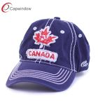 New Design Custom Fabric 6 Panel Dad Hat with Canada Applique Embroidery Patch