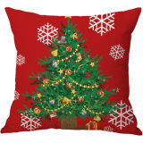 Christmas Snowman Cotton Linen Printing Cushion Cover Creative Home Pillowcase