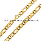 IP Gold Stainless Steel 3: 1 Figaro Chain Necklace