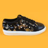 Girls Black Sequin Lace Kids Sneakers Running Kd Shoes with Pearl