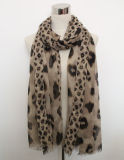 Women Fashion Leopard Printed Polyester Voile Silk Scarf (YKY1041)