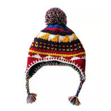 100%Acrylic Knitted Winter Trapper Ear Flap Bobble Hat