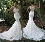 Sleevless Bridal Gown Lace Mermaid Backless Wedding Dress Z2073