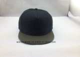 Mini Flat Brim Snapback Cap Custom PU 5 Panel Sanpback Hat Leather Cap