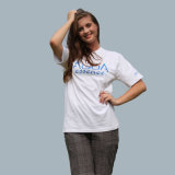 OEM High Quality 150GSM Mercerized 100% Cotton Woman T-Shirt with Printing