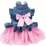 Princesss Bowtie Blue Pink Pet Summer Clothing Dog Dress