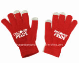 China Factory Produce Customized Logo Printed Red Acrylic Magic Touch Screen Gloves